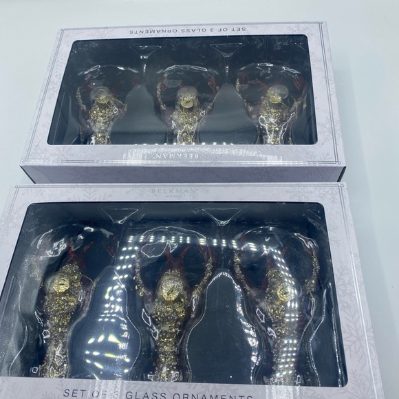 Beekman Home Lobster Set of 6 Glass Indent Embellished Christmas Ornaments - Picture 5 of 6